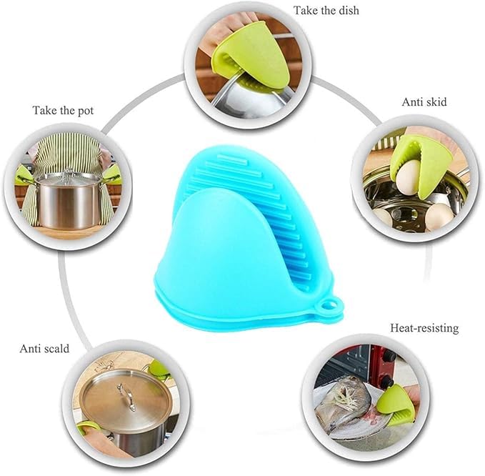 VIDORA VIDORA Oven Mittens 1 Pair Silicone Baking Gloves Finger Mitts Grips Heat Resistant Pot Holders Silicon Holder for Kitchen Kitchen Hot Pot Holder Vessel Holder  - Image 3