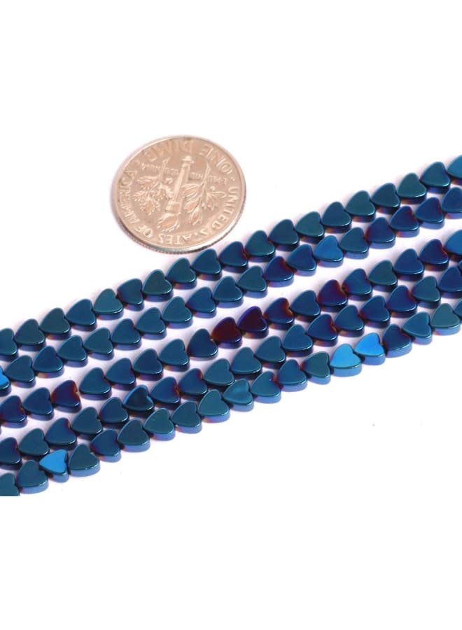 Hematite Non-Magnetic Gemstone Loose Beads Flat Heart Blue Metallic Coated Crystal Energy Stone Power for Jewelry Making 15" 4mm - Image 3