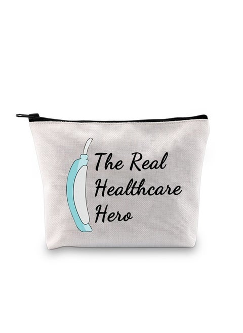 Healthcare Worker Makeup Bag The Real Healthcare Hero Frontline Essential Worker Gift Nurse Zipper Pouch Bag