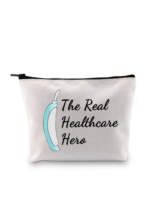 Healthcare Worker Makeup Bag The Real Healthcare Hero Frontline Essential Worker Gift Nurse Zipper Pouch Bag