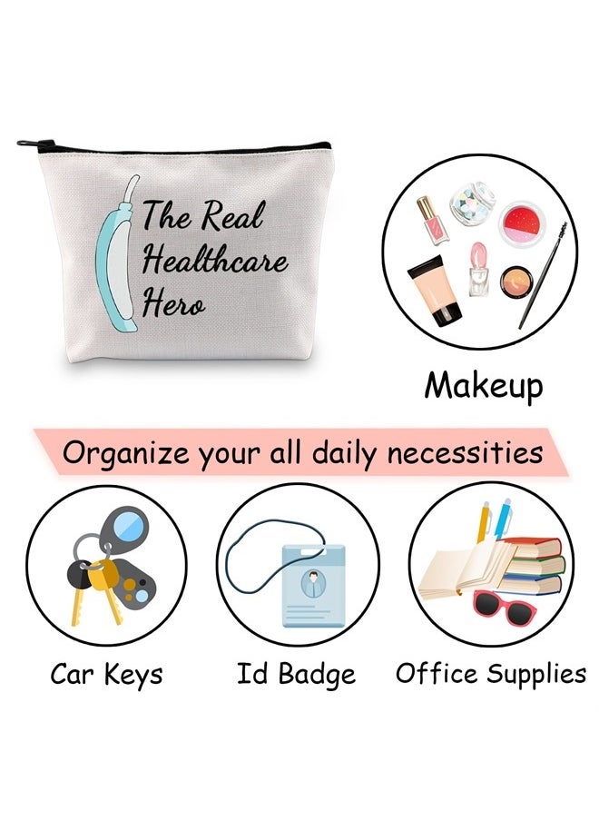 Healthcare Worker Makeup Bag The Real Healthcare Hero Frontline Essential Worker Gift Nurse Zipper Pouch Bag