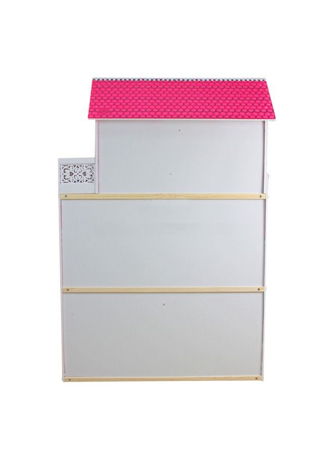 JSAITOYS Wooden Doll House Toys Role Pretend Playing Girl Pink Wooden Dollhouse Toy For Kids - Image 3