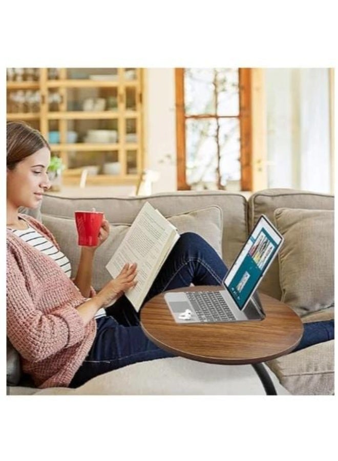 A modern C-shaped side table with a stylish oval top and sturdy metal legs = elegance and practicality in one! It slides easily under a sofa or bed and is perfect for coffee, your laptop, or your favorite book. Its contemporary design adds a decorative touch to any corner. - Image 1