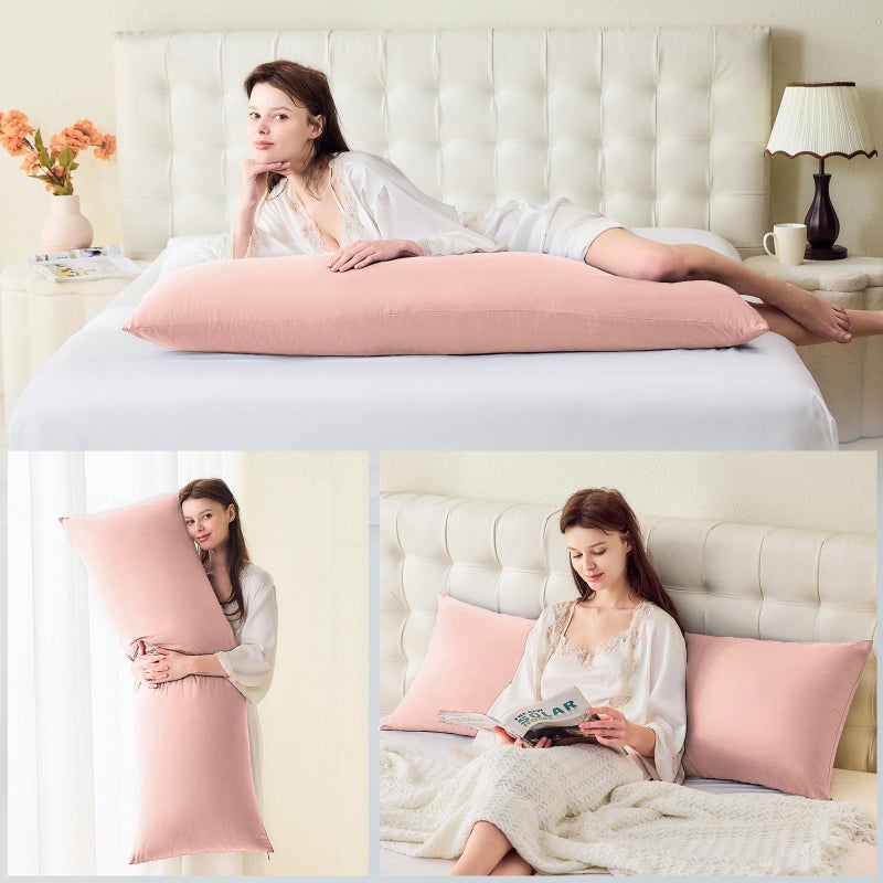 DOWNSTORIA Body Pillow Cover  Ultra Soft Microfiber Long Pillowcase  Envelope Closure Large Pillow Cases 20x54 inch(Pink) - Image 5