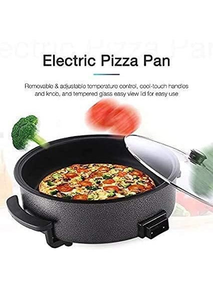 Net Nexus - Net Nexus Non Stick Electric Multipurpose Cooker Pan Pizza Maker with Unbreakable Lid 36 cm Black Pizza Maker - Image 1