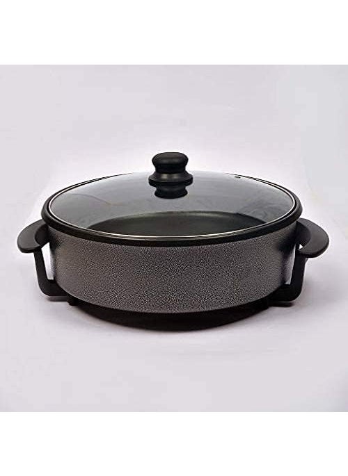 Net Nexus - Net Nexus Non Stick Electric Multipurpose Cooker Pan Pizza Maker with Unbreakable Lid 36 cm Black Pizza Maker - Image 1