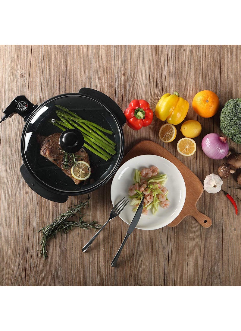 Net Nexus - Net Nexus Non Stick Electric Multipurpose Cooker Pan Pizza Maker with Unbreakable Lid 36 cm Black Pizza Maker - Image 1