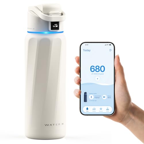 WaterH زجاجة مياه ذكية BOOST مع تذكير وتتبع، زجاجات معزولة مزدوجة الجدران من الفولاذ المقاوم للصدأ، سعة 32 أونصة خالية من BPA بفم واسع للجيم، المكتب، المدرسة، هدية مثالية لعيد الميلاد، الهالوين، رأس السنة الجديدة - Image 1