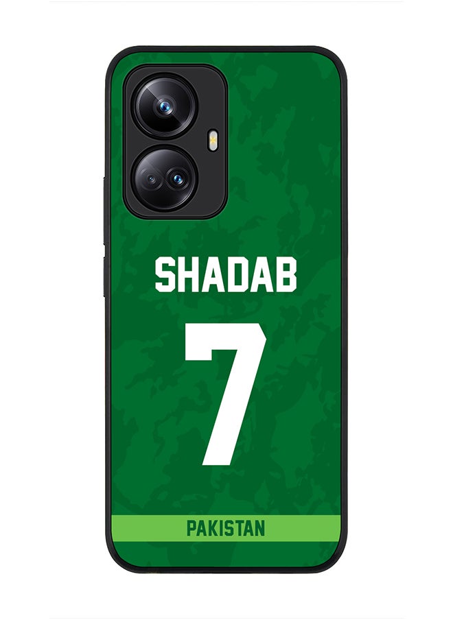 Stylizedd Cover for Realme 10 Pro Plus 5G Case , Rugged Black Slim fit Soft Flexible Thin Protective Phone Cases - Player Name - Shadab Khan, Jersey Number- 7  - Image 1