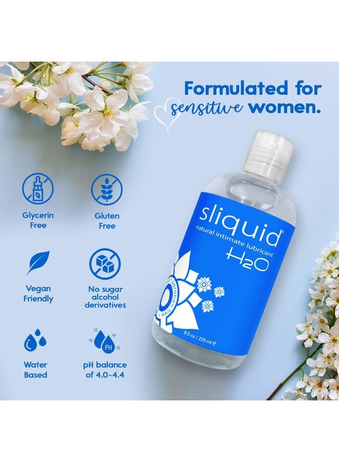 Sliquid زيت تشحيم مائي H20، زيت تشحيم طبيعي، 8.5 أونصة - شفاف - Image 4