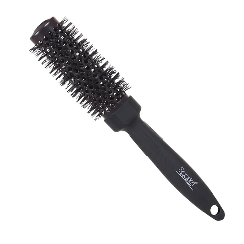 Scarlet Line Professional Small Hot Curling Brush Round Brush for Blow Drying Roller Brush for Hair Styling Drying for Men Women Black 32 mm - Image 1