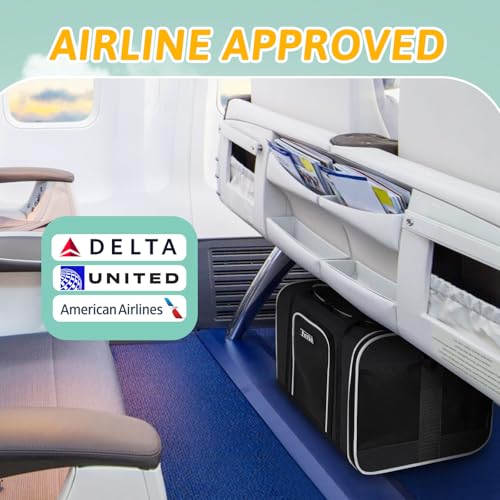 Petskd Pet Carrier 18x11x11 Delta American United Airline Approved, Pet Travel Carrier Bag for Small Cats and Dogs, Cat Soft Sided Carrier with Safety Lock Zippers, 5-Sided Breathable Mesh(Black) - Image 2