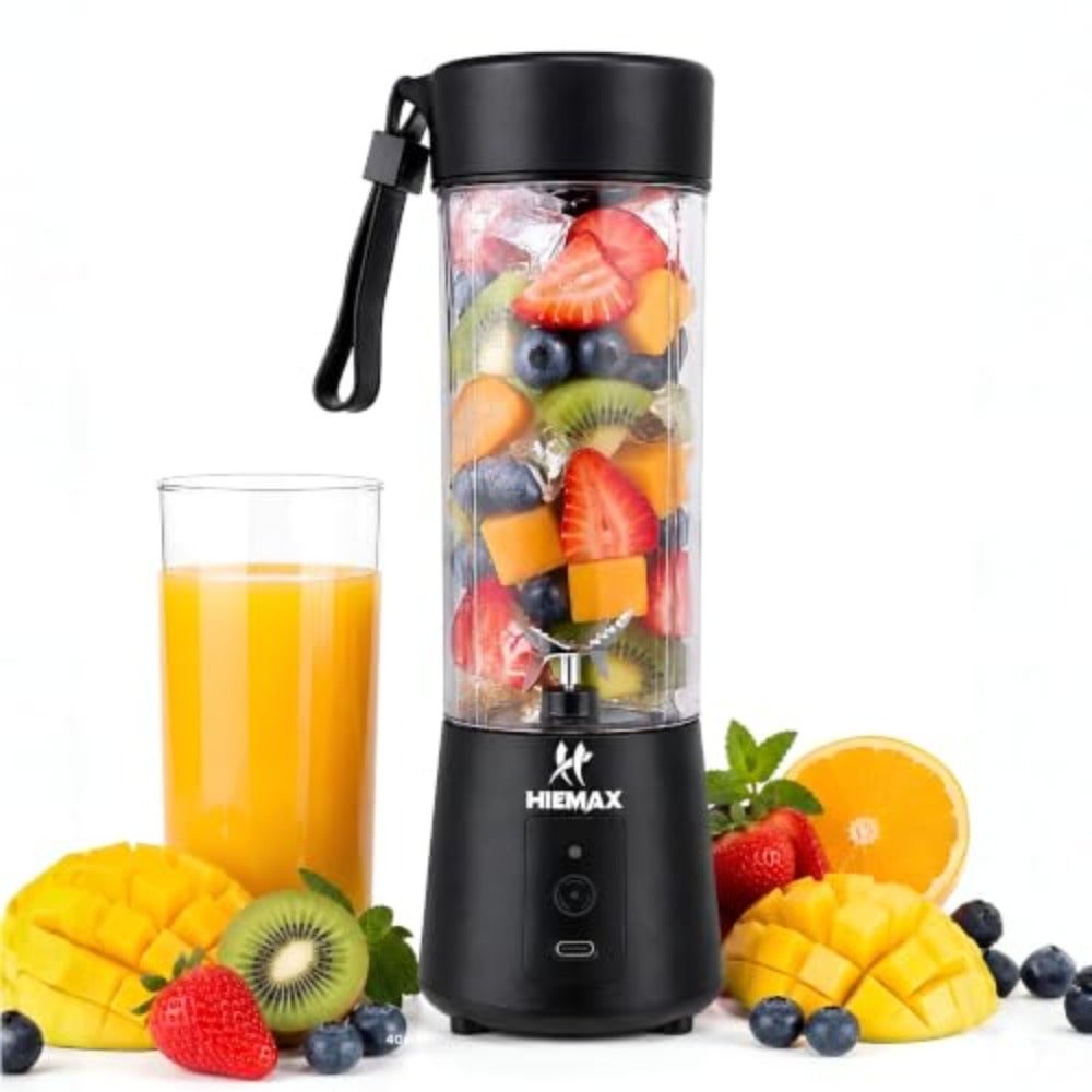 Portable Blender 400ml USB Rechargeable Smoothie Maker For Home Office Gym Travel Black BPA-Free ABS + Stainless Steel Blades 3 PCS Detachable Design