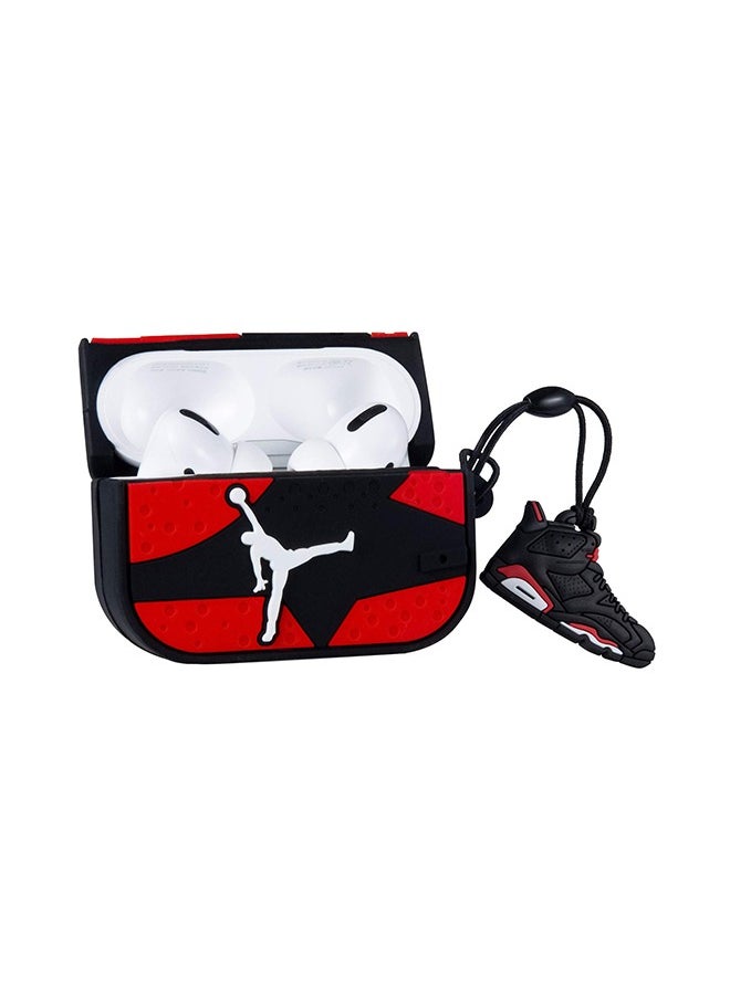 XICEN - Protective Shockproof Silicone Case Jordan Shoes Shaped Cartoon Case Cover For AirPods Pro Music buckle protective earphone cover Bluetooth earphone cover Red/Black - Image 1