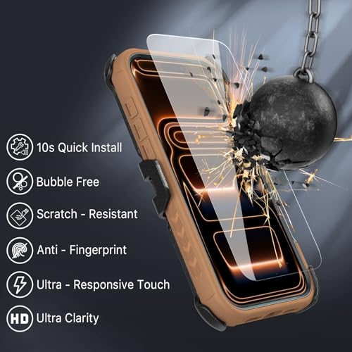 M MYBAT PRO for iPhone 17 Pro Case with Belt Clip Holster,[Compatible with Magsafe] w/Screen Protector,Anti-Drop,Shockproof,w 360°Rotating Kickstand,Heavy Duty Protection (Brown) - Image 3