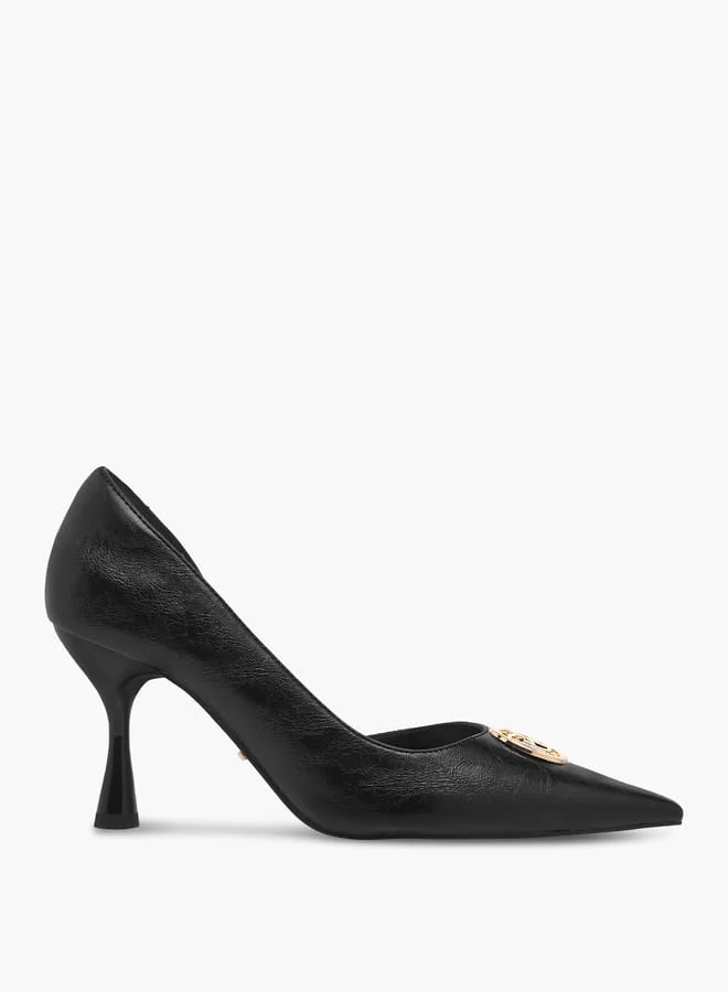 Paprika Women Logo Accent Slip-On Shoes with Stiletto Heels