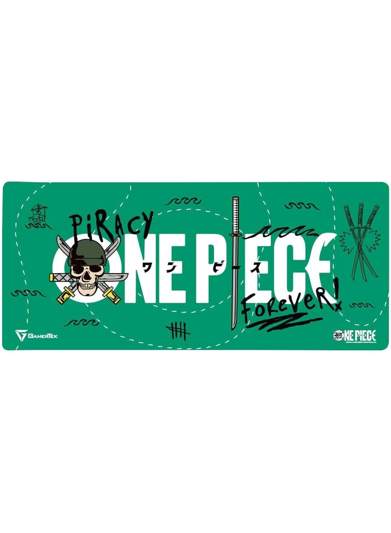 Gamertek XXL Gaming Desk Mat – Zoro Edition, 900 × 400mm Extended Mouse Pad, Stitched Edges, Anti-Slip Rubber Base - Image 1