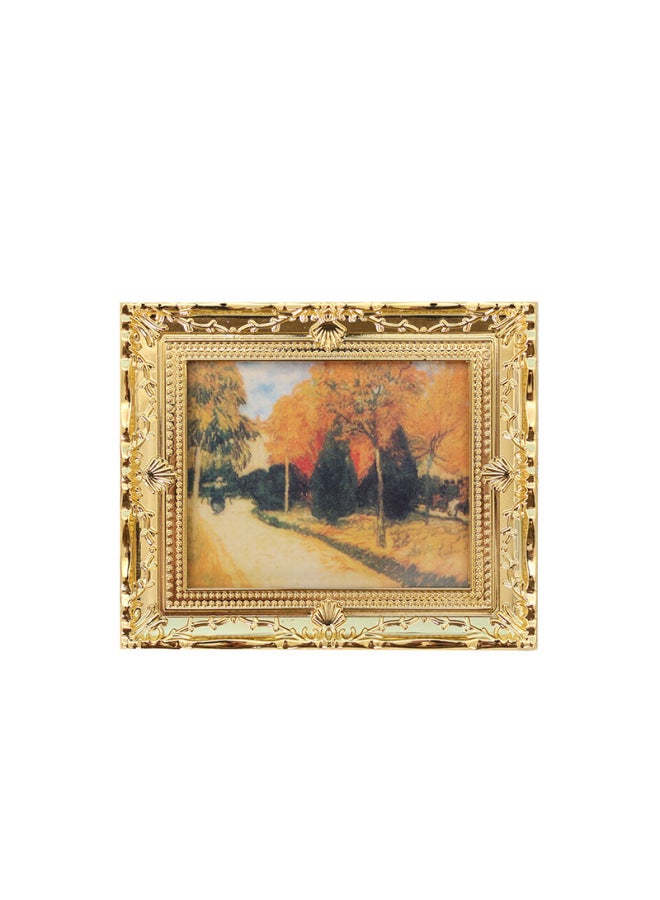 Mini Miniature Simulation Oil Painting Mini Dollhouse Decoration Accessories Photo Frame Famous Painting Ob11 Toy Decoration 1:12-Color:A Jungle Path  - Image 1