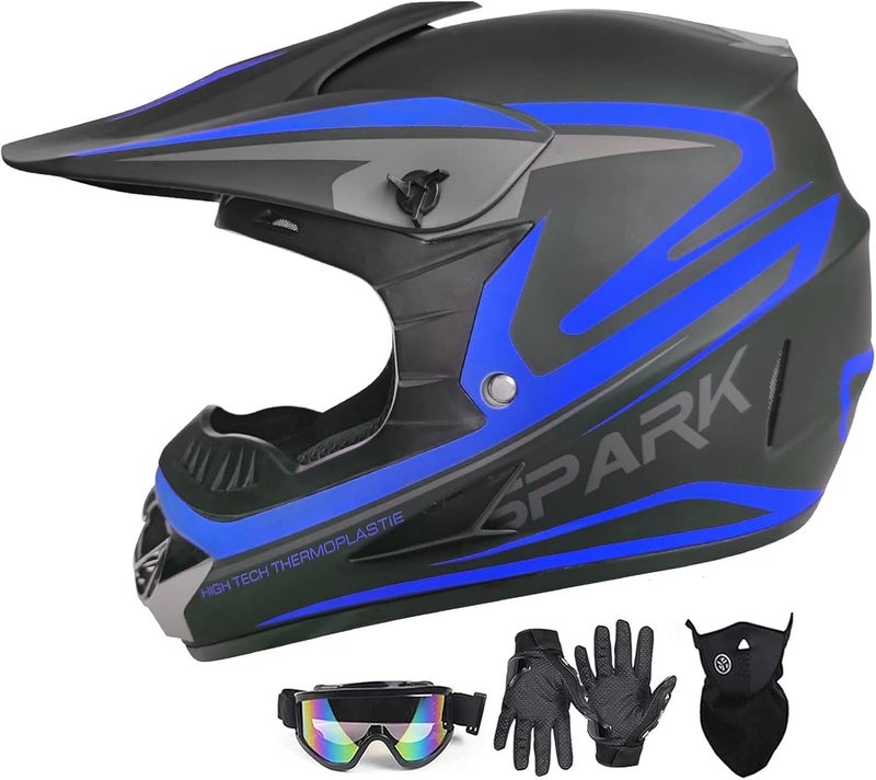 SanQing Youth Adult Dirt Bike ATV Helmet with Goggles, Gloves, and Face Shield - DOT Approved - Image 1