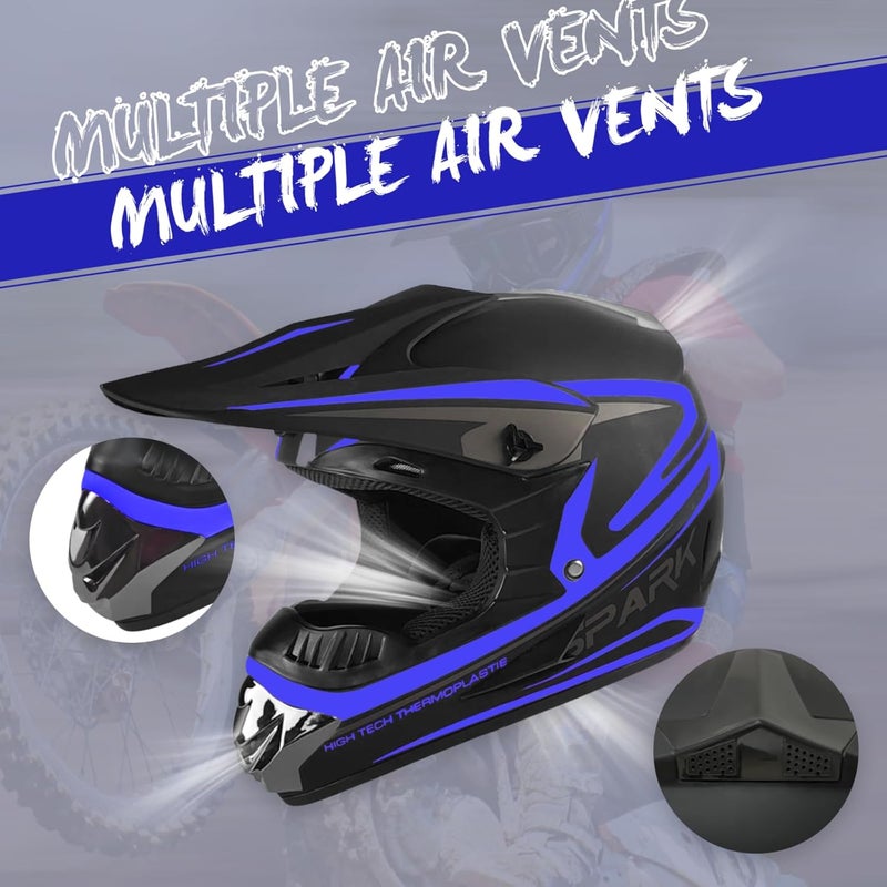 SanQing Youth Adult Dirt Bike ATV Helmet with Goggles, Gloves, and Face Shield - DOT Approved - Image 2