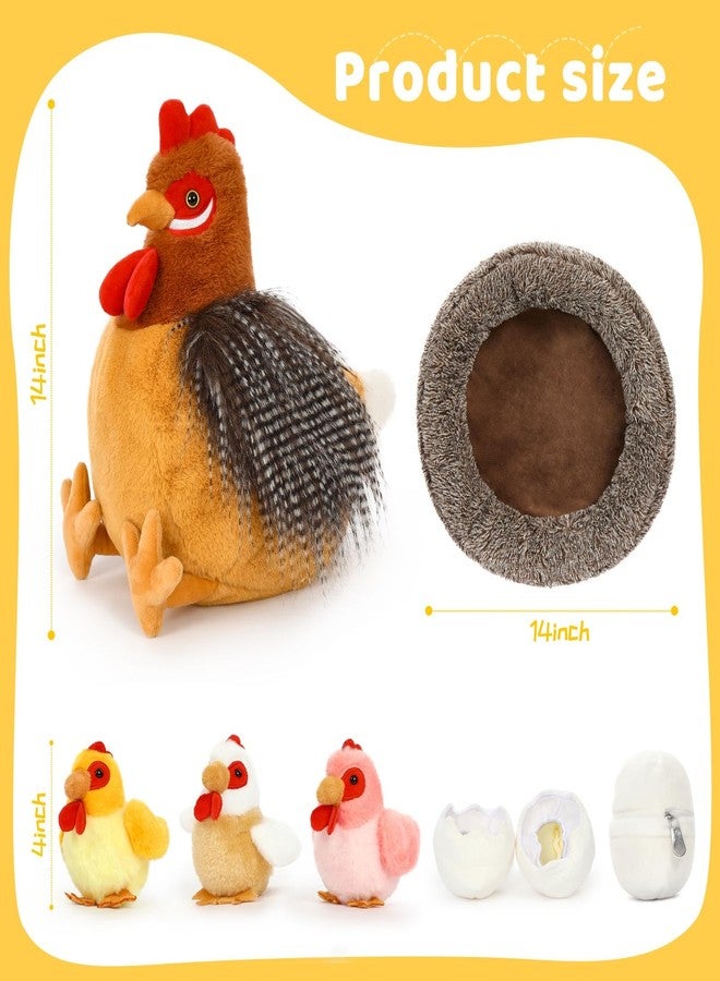 MaoGoLan 8Pcs Chicken Stuffed Animals, Stuffed Hen Plush Toys with Babies Chickens and Eggs, Nest House Plush Set, Cute and Soft Farm Stuffed Animals Gift for Kids - Image 4