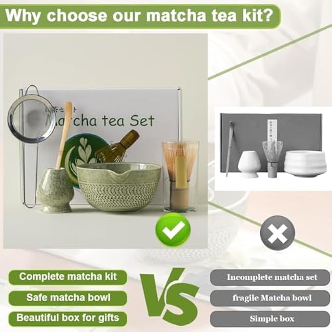 BAOLY 5Pcs Matcha Whisk SetJapanese Handmade Traditional Tea Making KitMatcha Tea Set Includes Matcha Bowl With Spout Matcha Whisk Holder Bamboo Matcha Whisks And Sifter Scoop Green - Image 4