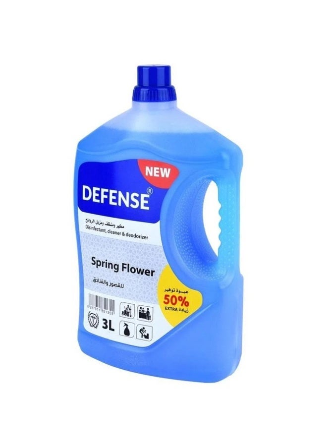 DEFENSE Disinfectant, Cleaner & Deodorizer - Spring Flower Scent - Extra Concentration for Palaces & Hotels - 3L - Image 1