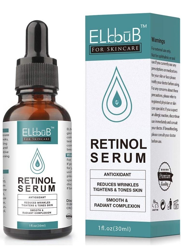 ELBBUB Retinol Serum for Removes Dark Circles Fade Fine Lines Anti-Wrinkle Anti-Aging Firming & Brighten Skin Retinol Arbutin Vitamin C & E Blended Retinol Serum 30ml  - Image 1