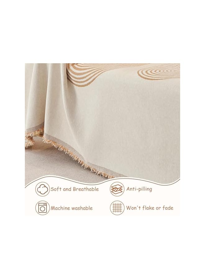 The Bros أغطية أرائك لمجموعة أنيقة من الأثاث بوهيمية غطاء أريكة بلون الكاكي مع غطاء أريكة مزخرف بقلنسوة أريكة محمية قابلة للغسل، 180 * 130 (كاكي) - Image 3