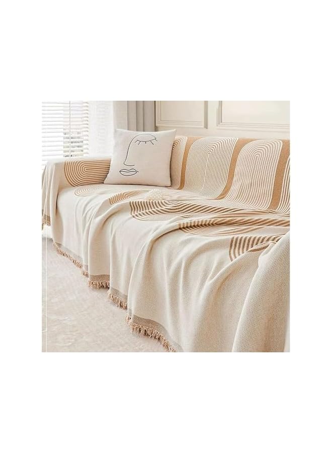 The Bros أغطية أرائك لمجموعة أنيقة من الأثاث بوهيمية غطاء أريكة بلون الكاكي مع غطاء أريكة مزخرف بقلنسوة أريكة محمية قابلة للغسل، 180 * 130 (كاكي) - Image 5