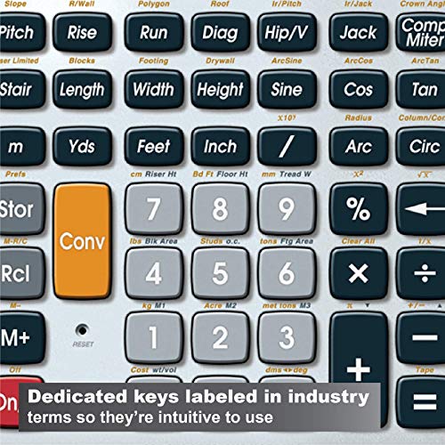 Calculated Industries 44080 Construction Master Pro-Desktop Advanced Construction Math Feet-Inch-Fraction Calculator with Trig Tool for Architects, Estimators, Contractors, Builders and Remodelers - Image 5