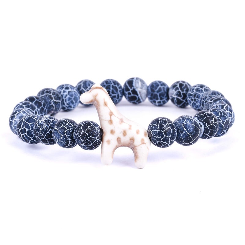 Fahlo Giraffe Tracking Bracelet â€“ Track a Real Giraffeâ€™s Journey â€“ Supports Wildlife Conservation â€“ Elastic, One Size Fits Most â€“ on Interactive Mobile App Map â€“ Unisex Conservation Gift (River Blue)