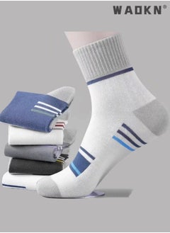 WAOKN 5 Pairs of Men Women Striped Socks, - Soft, Breathable, Moisture-Wicking, Assorted Colors, Comfortable Athletic Socks for Running, Sports, and Everyday Wear, Durable and Lightweight  - Image 2