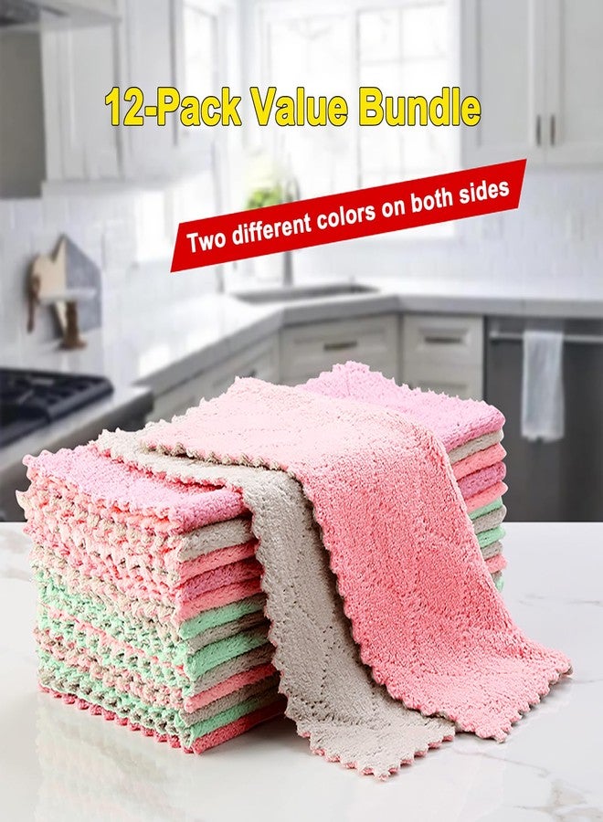 Gartmost 12-Pack Kitchen Cloth, Dish Towels, Microfiber Cleaning Cloths, Premium Coral Fleece Reuseable Fast Drying Cloths for Kitchen, Bathroom, Restroom and Household Cleaning Supplies, 10"×10" - Image 5