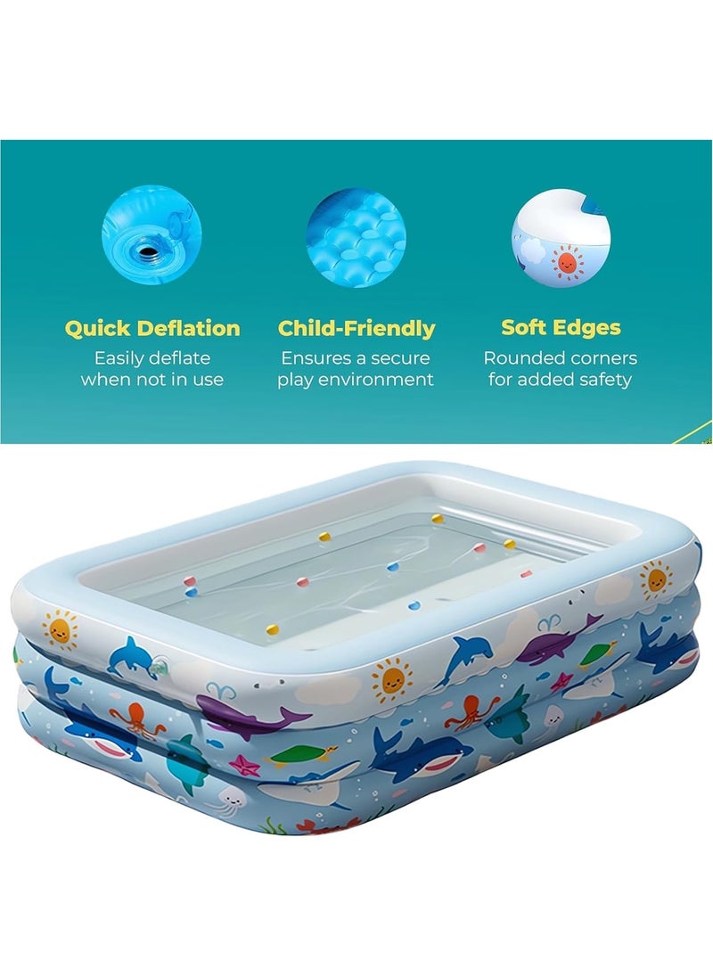 Inflatable Swimming Pool Large Blow up Pool Above Ground Swimming Pool for Family Pools for Kid Full-Sized Inflatable Pool for Toddler for Outdoors Backyard (56cmx145cmx210cm)