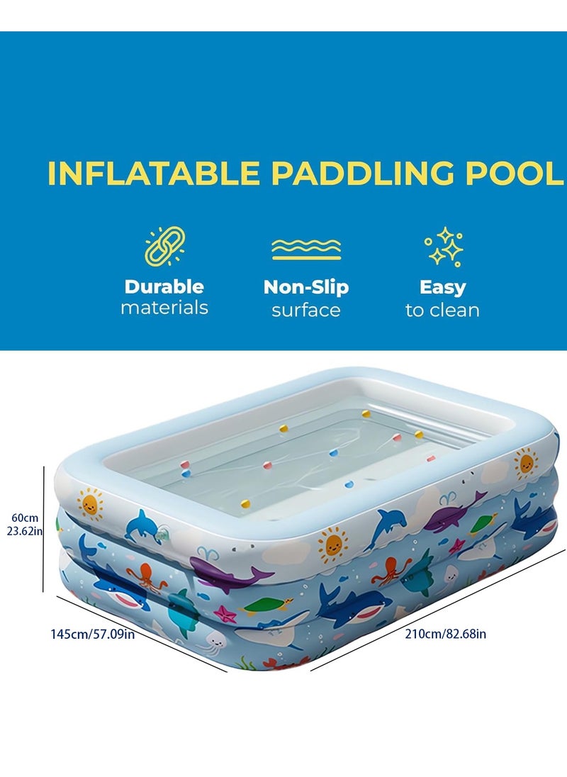 Inflatable Swimming Pool Large Blow up Pool Above Ground Swimming Pool for Family Pools for Kid Full-Sized Inflatable Pool for Toddler for Outdoors Backyard (56cmx145cmx210cm)