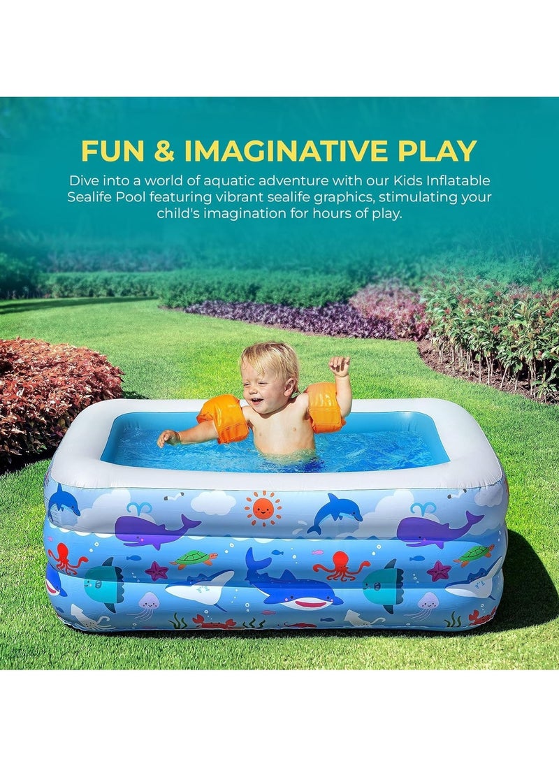 Inflatable Swimming Pool Large Blow up Pool Above Ground Swimming Pool for Family Pools for Kid Full-Sized Inflatable Pool for Toddler for Outdoors Backyard (56cmx145cmx210cm)