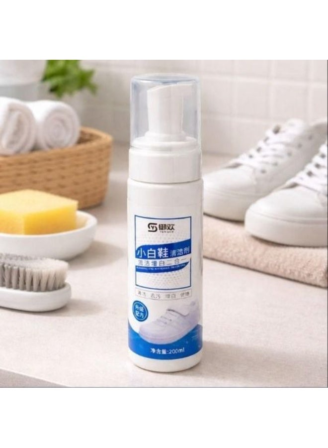 Professional foam shoe cleaner 200ml, deep cleaning without water for white and sports shoes, effective stain remover, suitable for suede, fabric and mesh - Image 1
