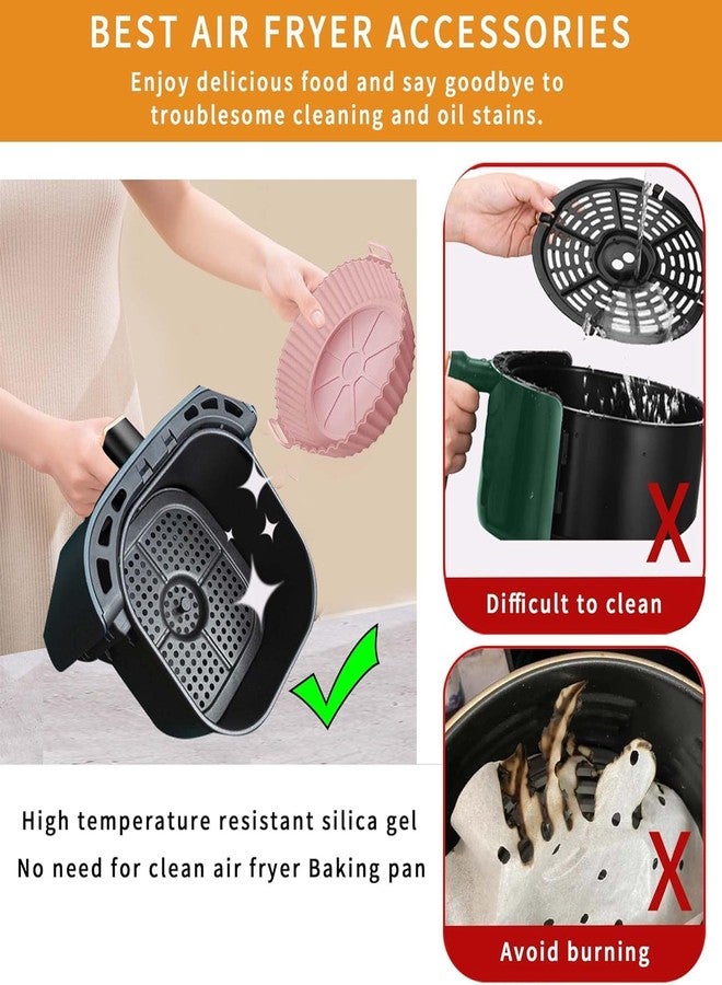 Konquer TimeS Silicone Air Fryer Liners,Replaces Flammable Parchment Paper, Air Fryer Silicone Basket Non-Stick Safe & Easy to Clean,Reusable.(Top: 8inch, Bottom: 6.75inch) Multicolor (8 inch, 1) - Image 4