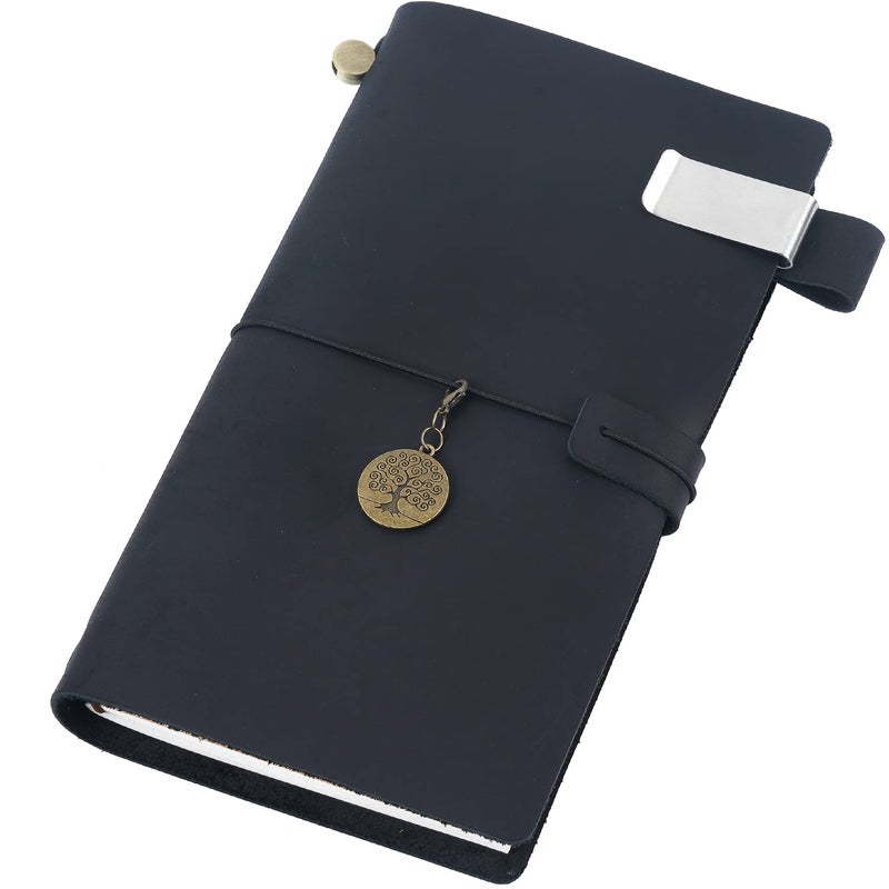 Moterm Travelers Notebook - 8.6'' x 4.9'' Retro Handmade Leather Travel Journal (Standard Sizes, Black) - Image 1