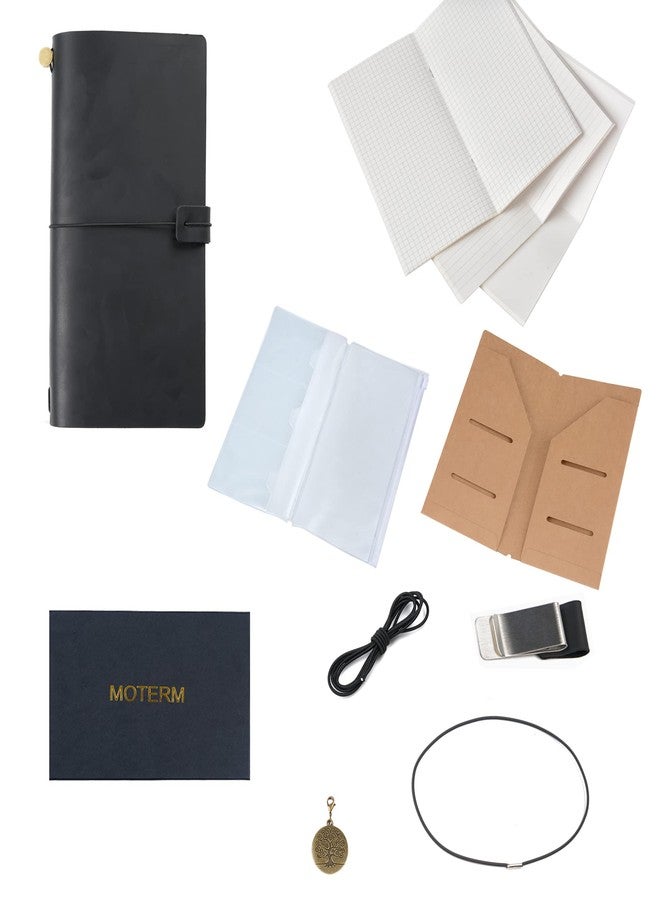 Moterm Travelers Notebook - 8.6'' x 4.9'' Retro Handmade Leather Travel Journal (Standard Sizes, Black) - Image 2