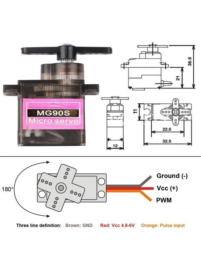 Generic - 8Pcs Mg90S 9G Micro Servo Metal Gear Suitable For Remote Control Helicopter Airplane Model Rc Robot Arm/Hand Control With Cable - Image 1