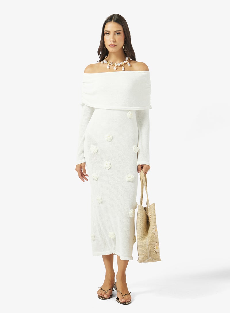 Soleira Off Shoulder Crochet Beach Dress - Image 4