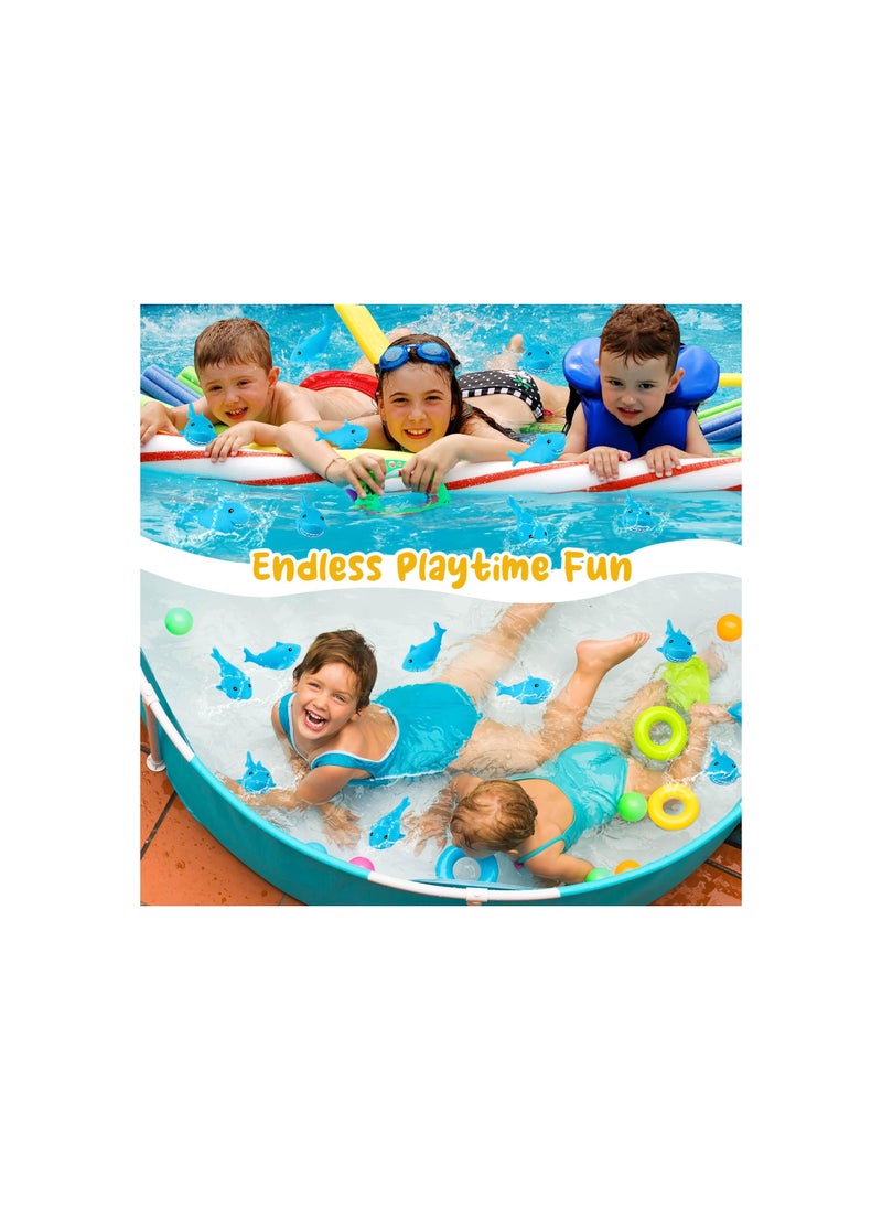 SYOSI - Rubber Sharks for Kids, Blue Shark Bath Toys Cute Floating Squeaky Mini Rubber Sharks for Baby Shower, Classroom Carnival Prizes, Cake Decoration, Ocean World Bath Toys Gift for Kids (25 Pcs) - Image 1