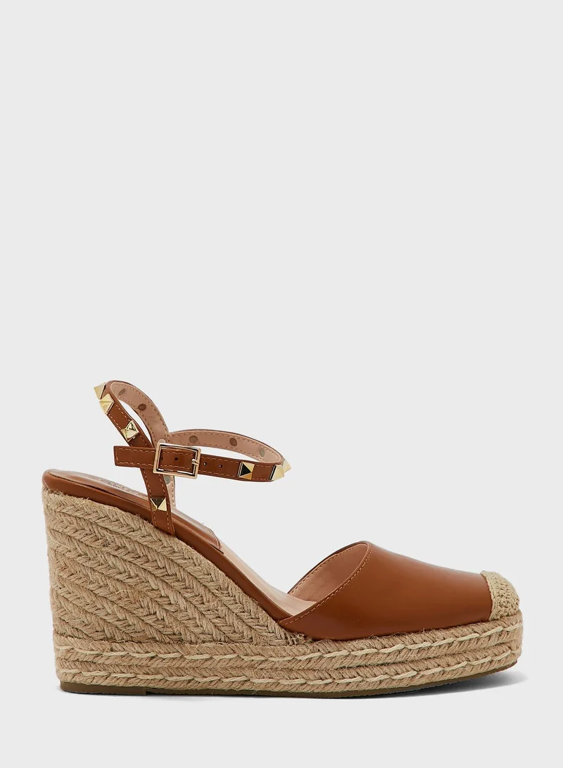 Truffle Patent Stud Detail Wedge Sandal