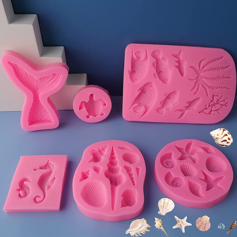 Jubilant Silicone Mermaid Marine Theme Fondant Baking Mold for Mermaid Style Cake Baking Decoration Color PinkSize Medium - Image 1
