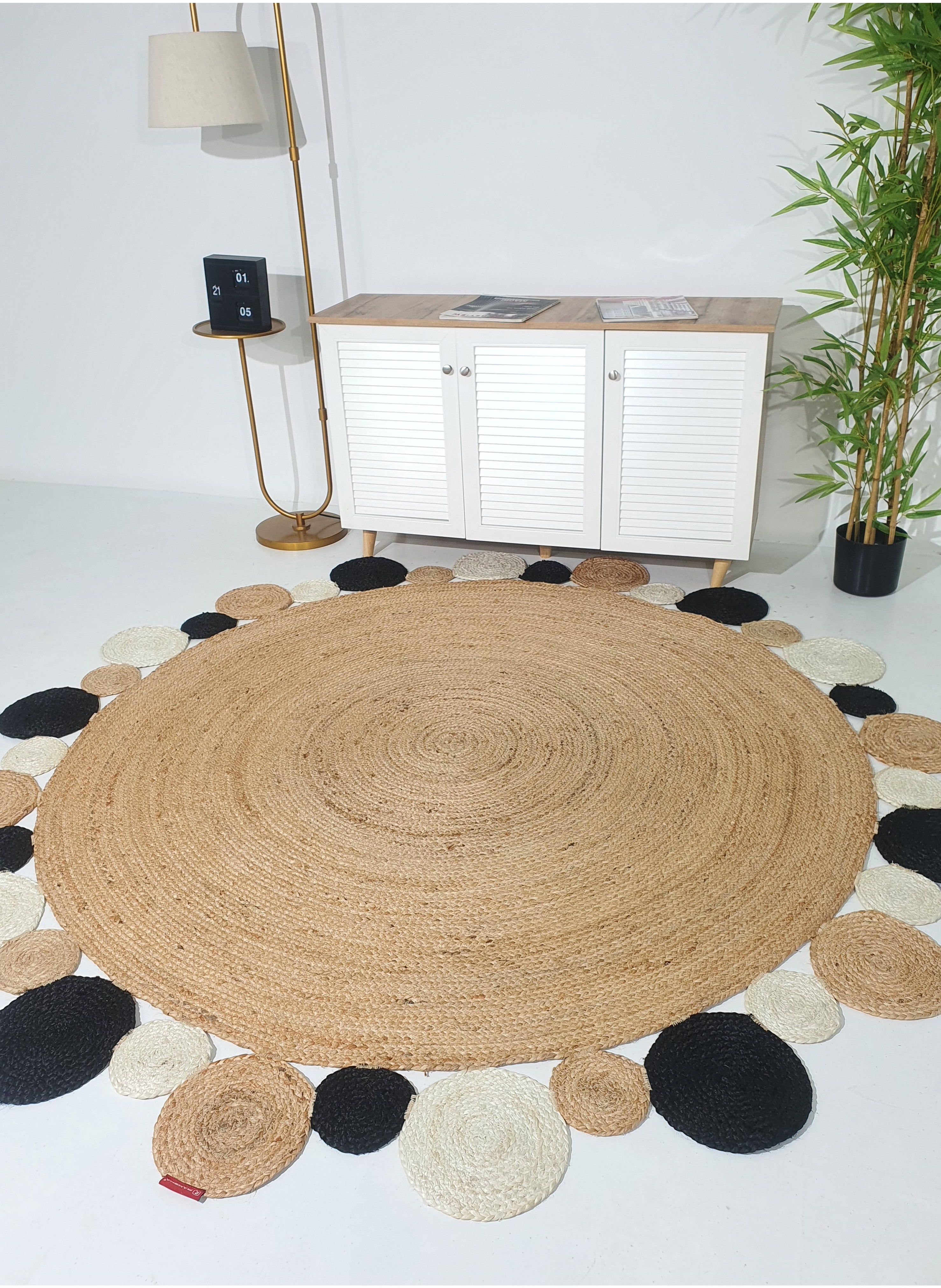 Ramsha Ramsha handmade jute rug for living room,carpet for bedroom kitchen area rug BR-029 round  carpet. 