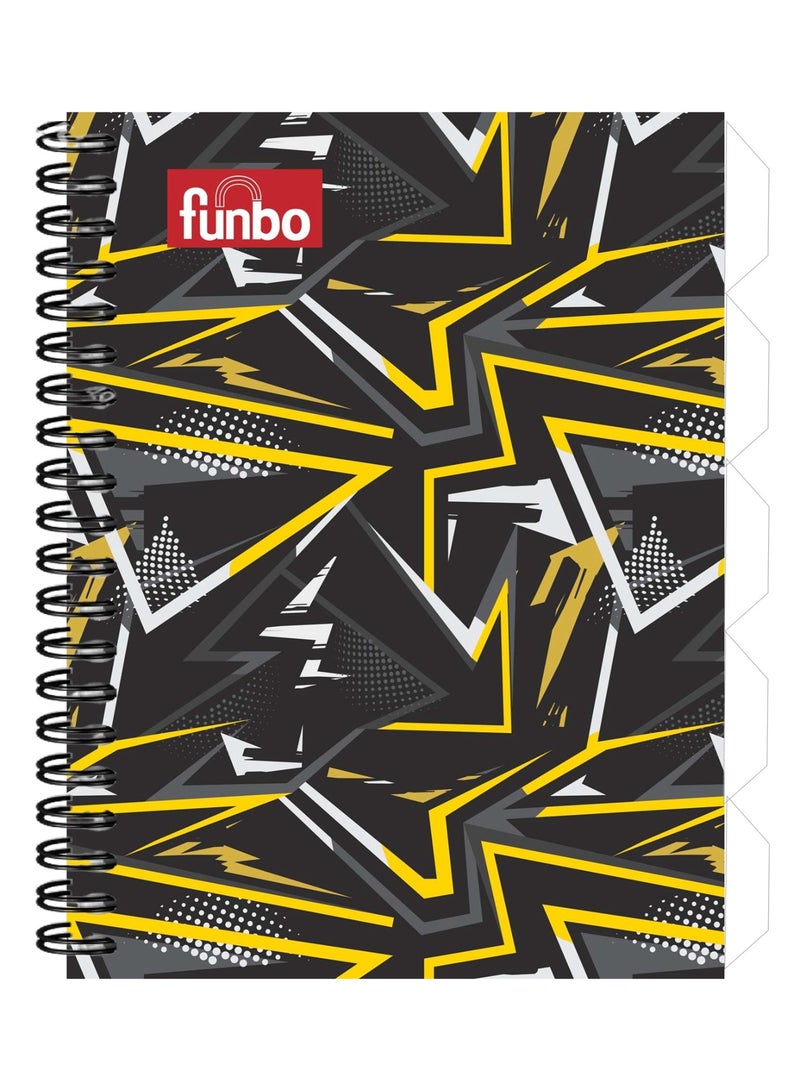 Funbo دفتر بحجم A4 يحتوي على 5 مواضيع مع غلاف PP 150 ورقة - Image 1