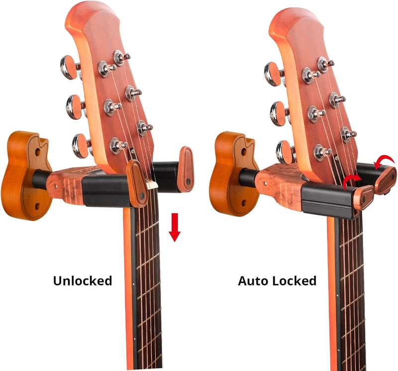 PUNK Guitar Wall Mount Guitar Hanger,Guitar Hook Guitar Stand,Auto Lock Guitar Wall Hanger,with Guitar Pick Necklace,for Acoustic,Electric,Classical,Bass - Image 4