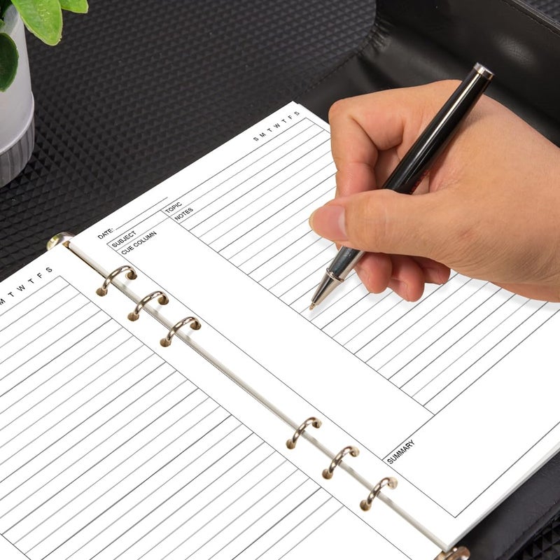 Yaridar Cornell Notes Filler Paper for A5 Binder - 6 Hole Cornell Notes Refills Paper, 50 Sheets/100 Pages, 100gsm, White, 5.8'' x 8.5'' - Image 4